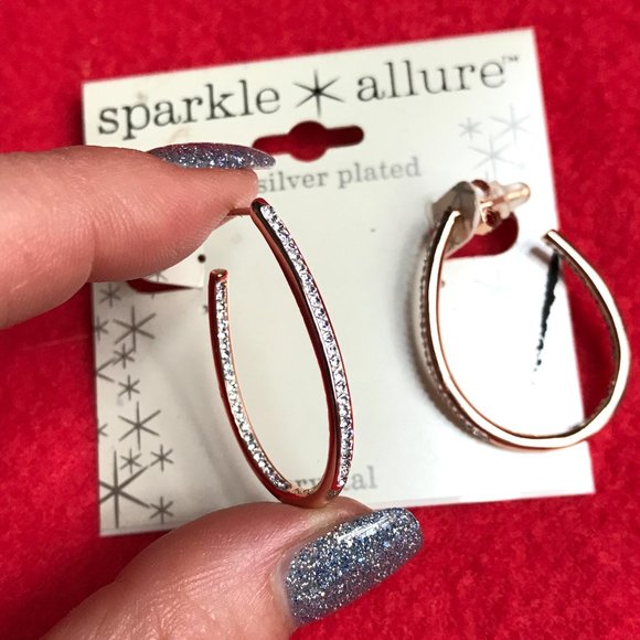 Sparkle Allure Crystal Silver plated Hoop Earrings - Picture 7 of 8